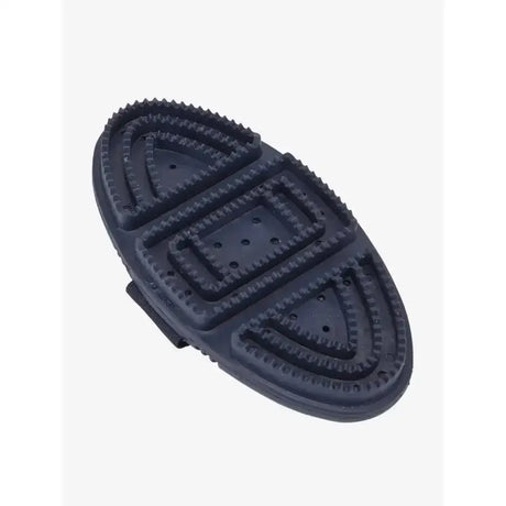 Black rubber lemieux flexi curry comb navy with textured ridged surface and triangular pattern for horse grooming