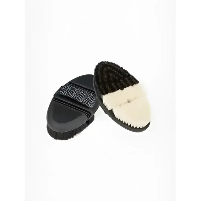 Lemieux flexi half black reversible body brush with cream textured grip handle for professional grooming