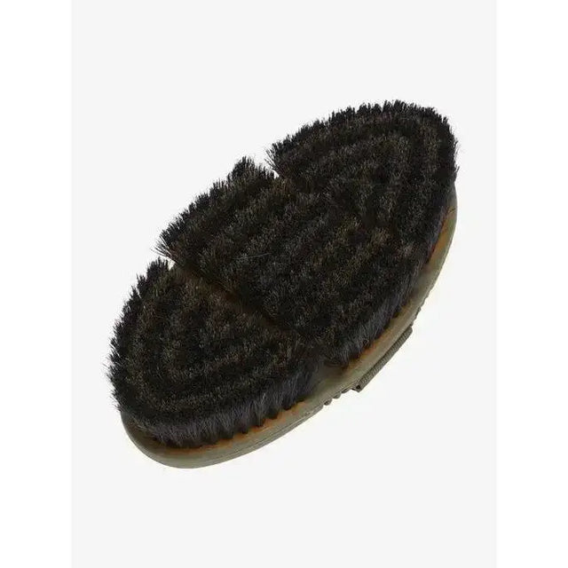 Black lemieux flexi horse hair body brush with dense stiff bristles and sturdy wooden handle for grooming