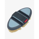 Dark gray and light blue lemieux flexi scrubbing brush petrol with natural coarser bristles and a textured grip strap