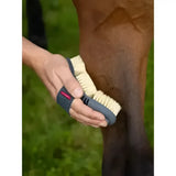 Lemieux flexi scrubbing brush petrol with gray handle and beige petrol coarser bristles for horse grooming