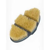 Lemieux flexi scrubbing brush petrol with gray plastic handle and petrol coarser bristles in three yellow triangular sections