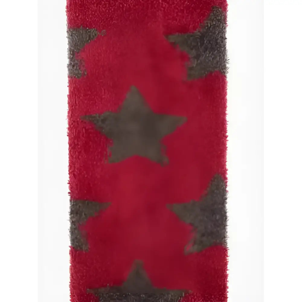 A lemieux fluffy character red rug with dark gray star patterns perfect for cozy razzle socks use