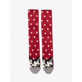Lemieux fluffy character razzle socks in red with playful black and white fox design on the toe for fun cozy wear