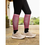 Pink gradient compression leggings with ribbed texture and black cuffs perfect with lemieux footsie socks casey ember funky style riding socks