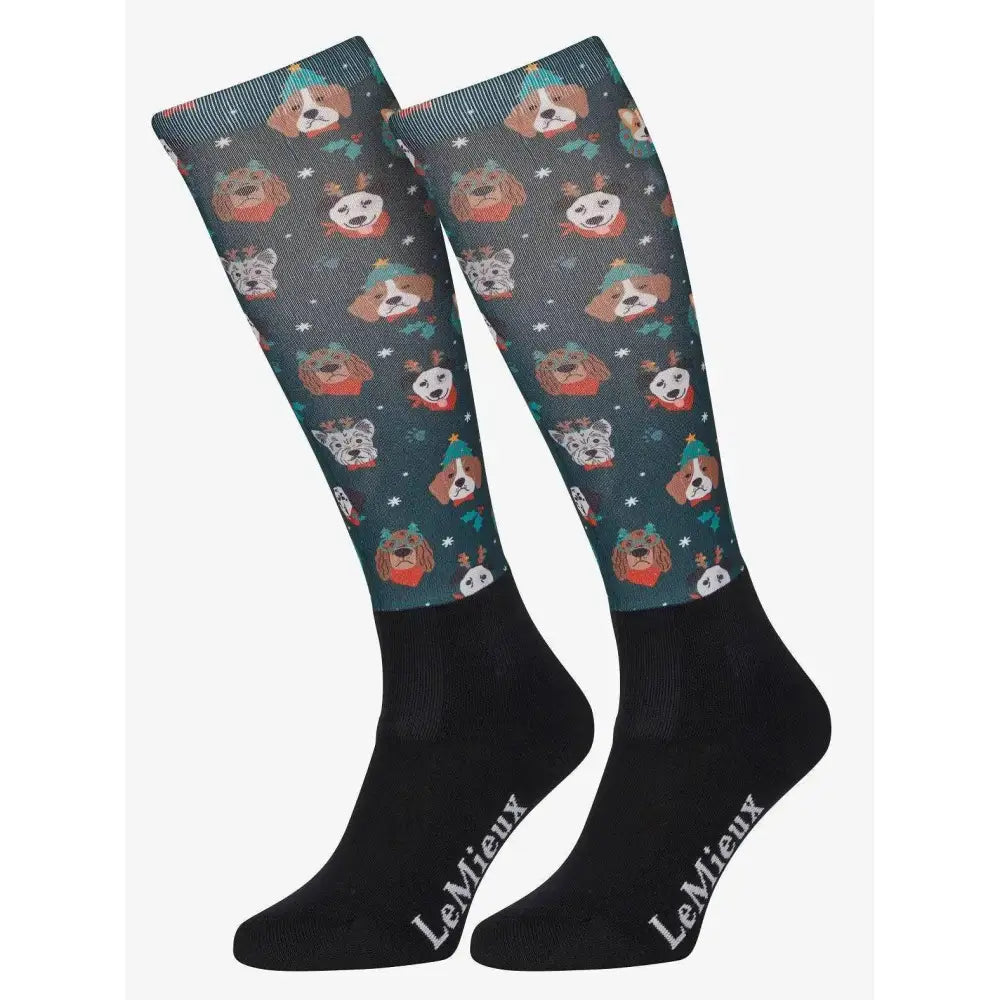 LeMieux Footsie Socks Christmas Dogs Junior Riding Socks Barnstaple Equestrian Supplies