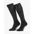 Black lemieux footsie socks logo aop featuring dark gray logo pattern and white embroidered brand name on the foot