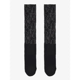 Black lemieux footsie socks with dark gray repeating monogram pattern perfect for stylish everyday wear