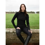 Black lemieux frances quarter zip fleece top with half-zip neckline and textured leggings in zip fleece black material
