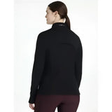 Black lemieux frances quarter zip fleece riding jacket with high collar and subtle brand logo at neckline