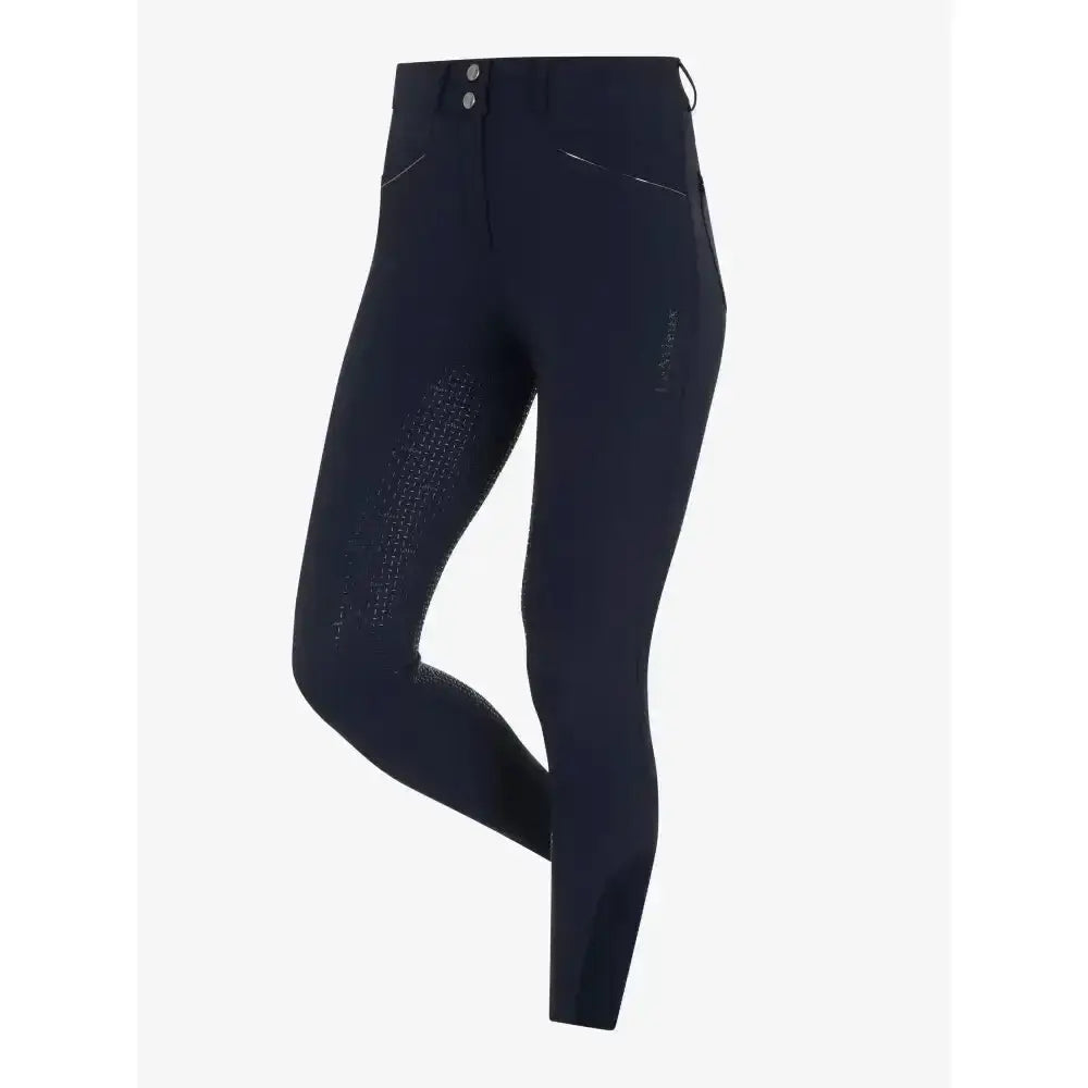 Navy blue lemieux freya pro breeches with textured grip panels and sleek fit perfect for riding season’s freya pro
