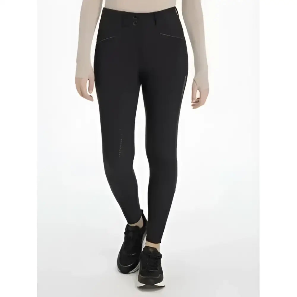 Black lemieux freya pro form-fitting equestrian breeches with subtle side panel detailing for riding comfort