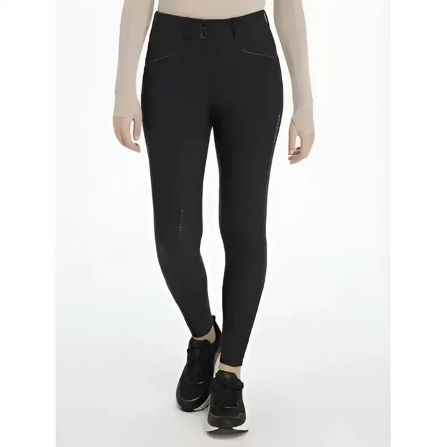 Black lemieux freya pro form-fitting equestrian breeches with subtle side panel detailing for riding comfort