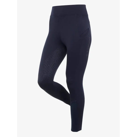 Navy high-waisted equestrian leggings with grip brushed pull texture and lightweight four-way stretch for winter days