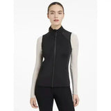 Black zip-up sleeveless vest with high collar and subtle side seams lemieux gayle gilet black