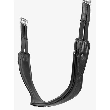 Black leather girth black with comfort gel impregnated padding and silver buckles for anatomic high performance use