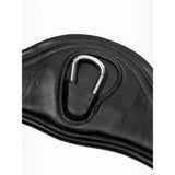Black leather anatomic high performance girth black with comfort gel impregnated padding and silver metal d-ring attachment