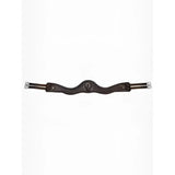 Dark brown ultra soft leather anatomic high performance saddle pad with silver buckles and decorative stitching