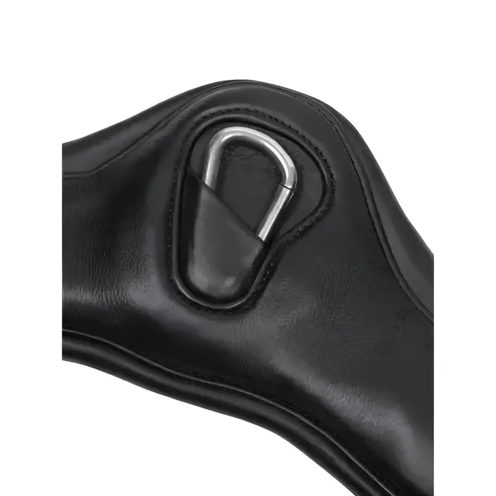Black leather saddle pad with silver d-ring for comfort gel impregnated anatomic mono girth by lemieux