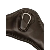Dark brown ultra soft oiled leather anatomic high performance girth with silver metal d-ring maximises comfort gel pockets