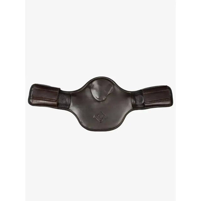 Dark brown leather saddle pad with central padding and side flaps for lemieux gel-tek anatomic high performance girth