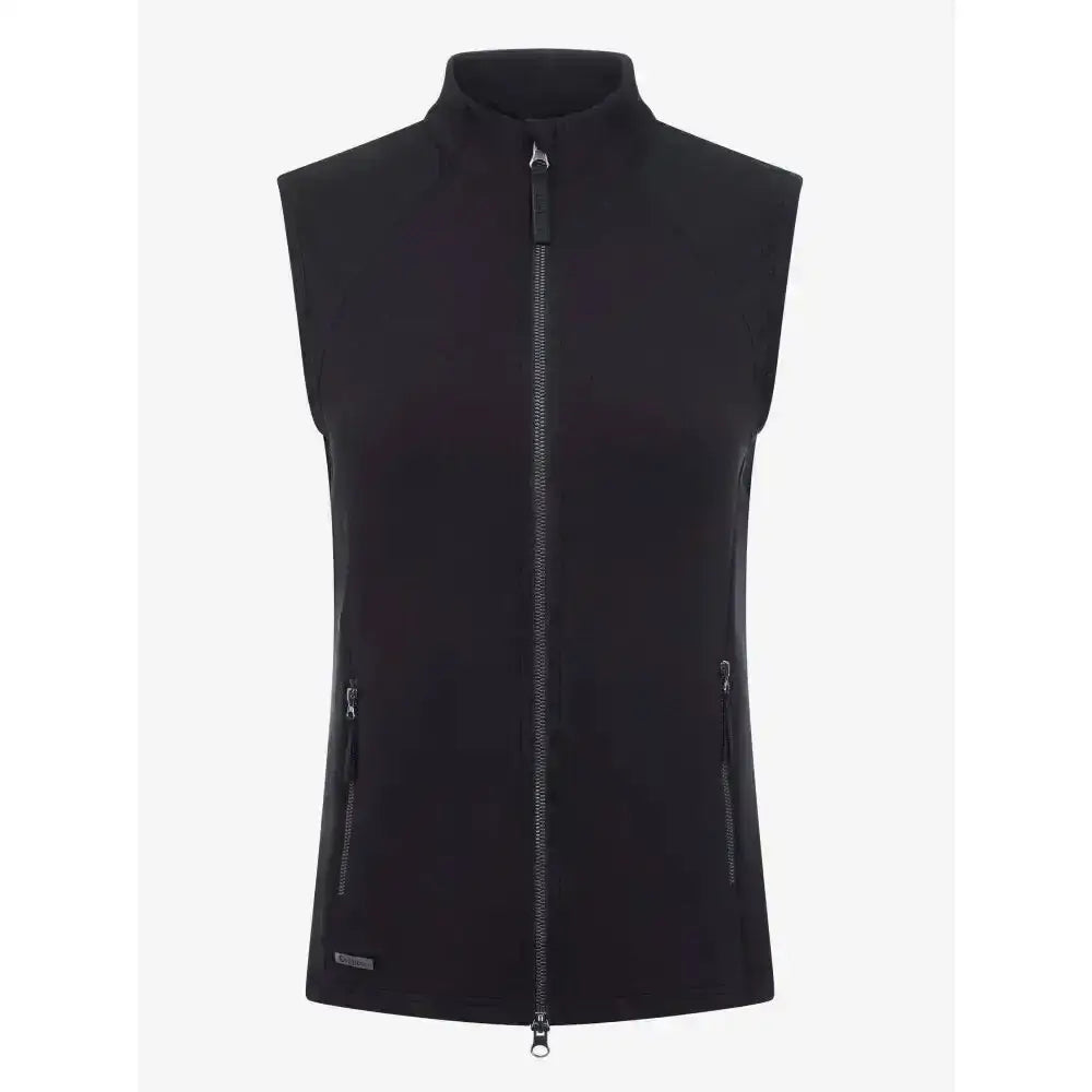 Black fleece lemieux giselle gilet with full-length zipper and side pockets made from bonded sweat fabric for time teaching dressage