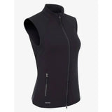 Black lemieux giselle gilet sleeveless zip-up vest with high collar and silver zippers made from bonded sweat fabric