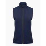 Navy blue sleeveless fleece vest with full zipper and pockets perfect as a stylish throw-on layer lemieux giselle gilet
