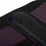 Black textured leather patch with embossed logo stitched on lemieux grafter boot fig offering fantastic style and durability