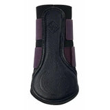 Black textured leather lemieux grafter boot with purple elastic straps offering fantastic unbelievable fit and style