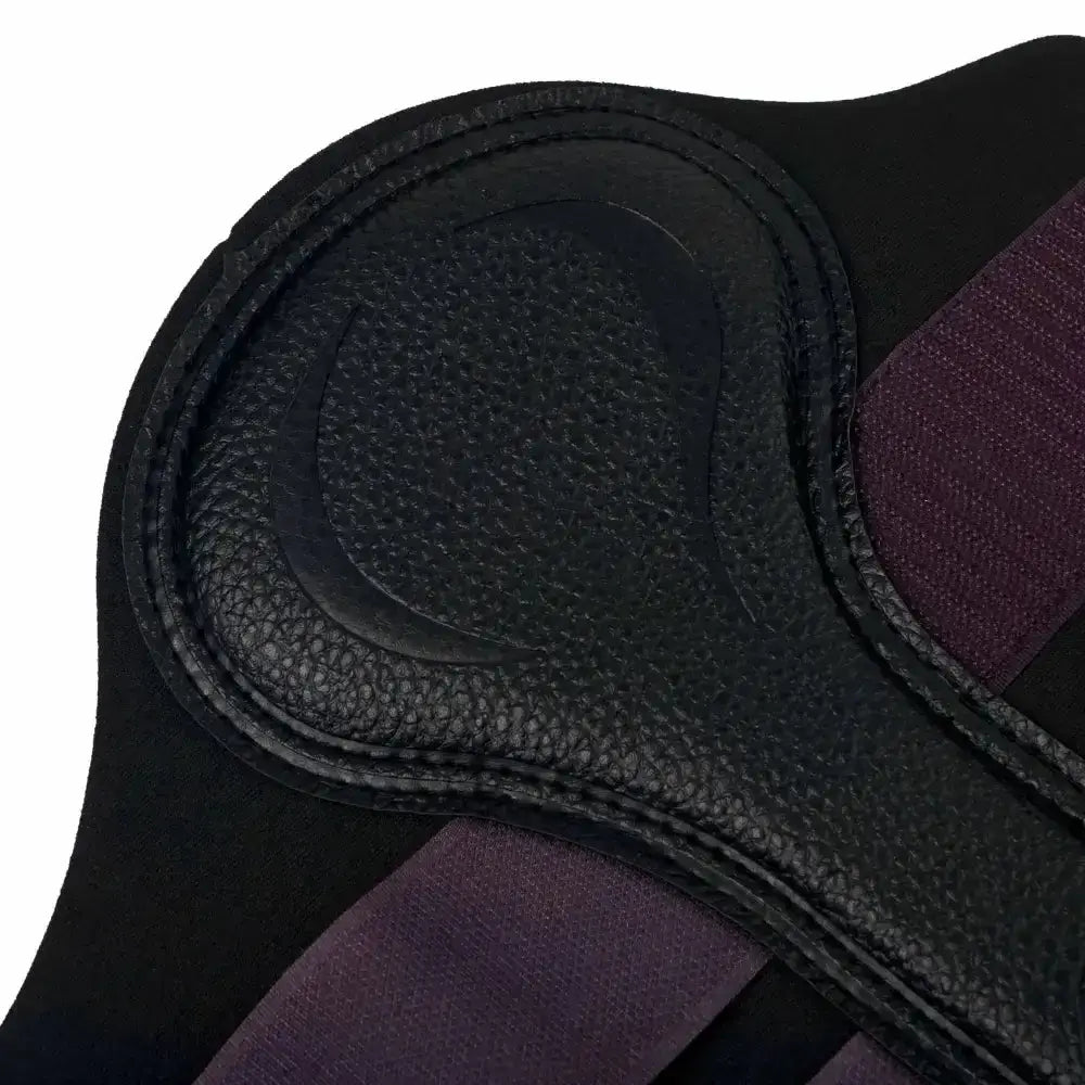 Black textured leather strap with pebbled finish and dark purple elastic band on lemieux grafter boot fig offering fantastic style