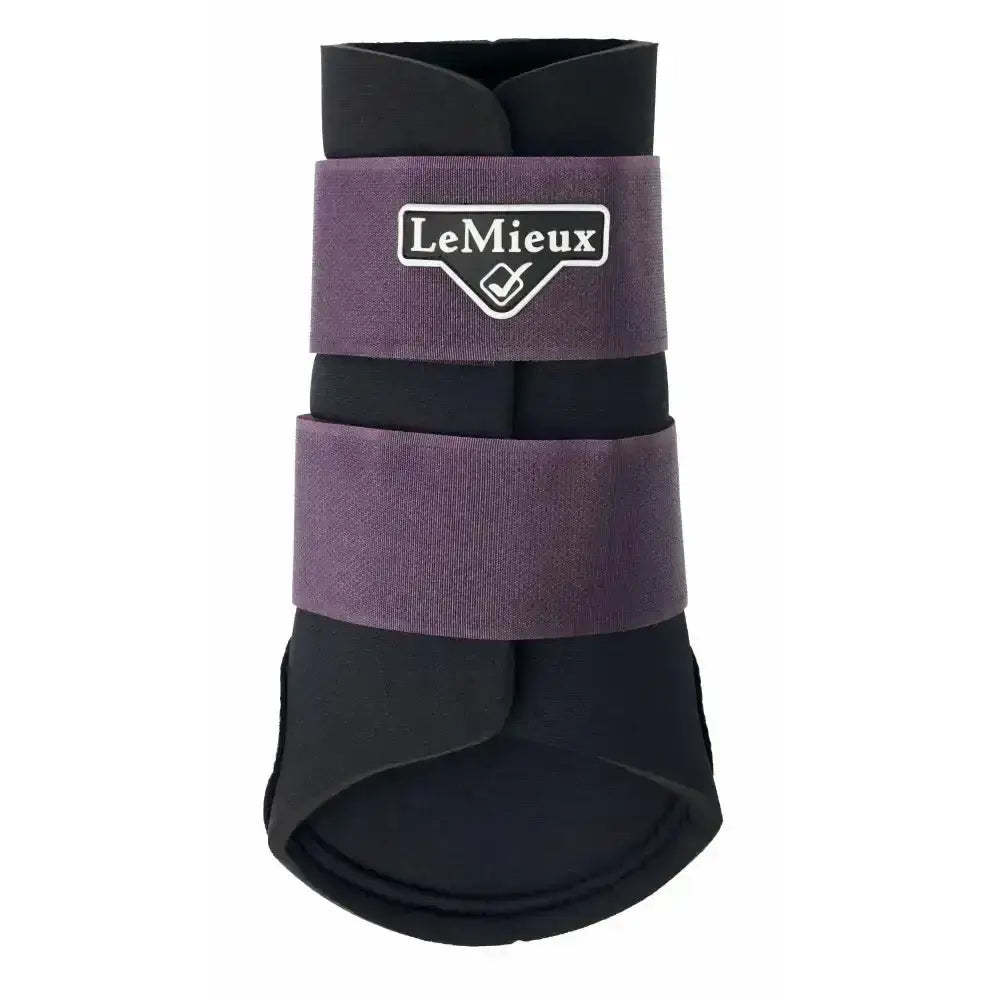 Purple and black lemieux grafter boot fig with elastic straps offers fantastic unbelievable hoof protection and comfort