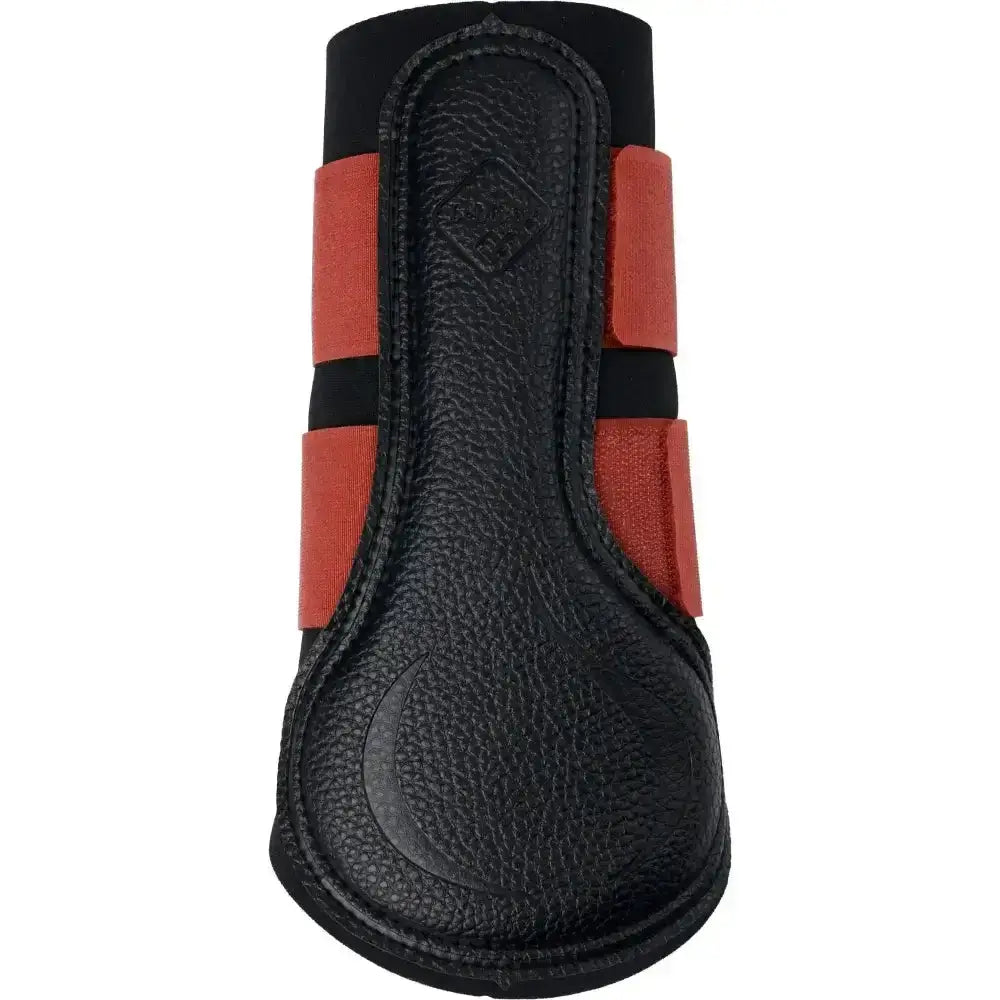 Black textured leather lemieux grafter boot sienna with red elastic straps and subtle embossed logo hard working boot