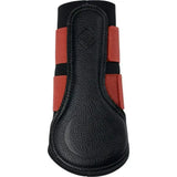 Black textured leather lemieux grafter boot sienna with red elastic straps and subtle embossed logo hard working boot
