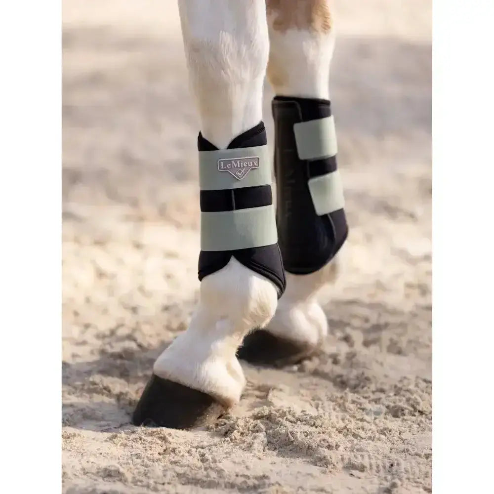 Lemieux grafter boots in black and light gray with reflective stripes durable grafter boots for horse leg protection