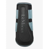 Black and light blue lemieux grafter boots glacier with textured leather-like material and elastic straps for durability