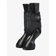 Black lemieux grafter brushing boot with a glossy finish and adjustable straps for highly durable leg protection