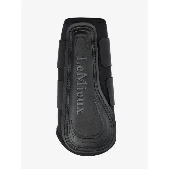 Black lemieux grafter brushing boot with textured padding and adjustable straps for highly durable grafter use