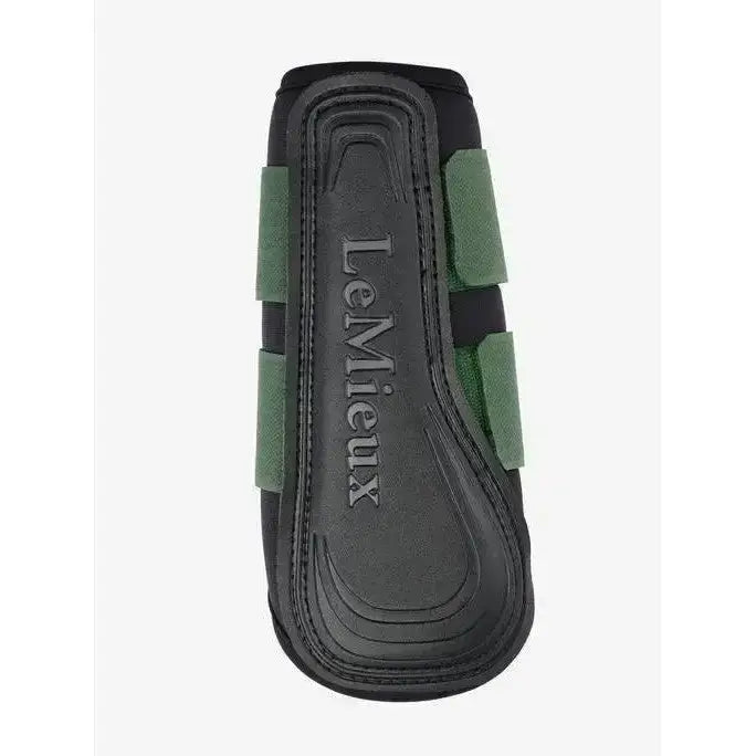 Back view of black and olive green lemieux grafter brushing boot with textured padded design highly durable grafter