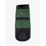 Lemieux grafter brushing boot in hunter green with elastic straps for a highly durable grafter brushing boot use