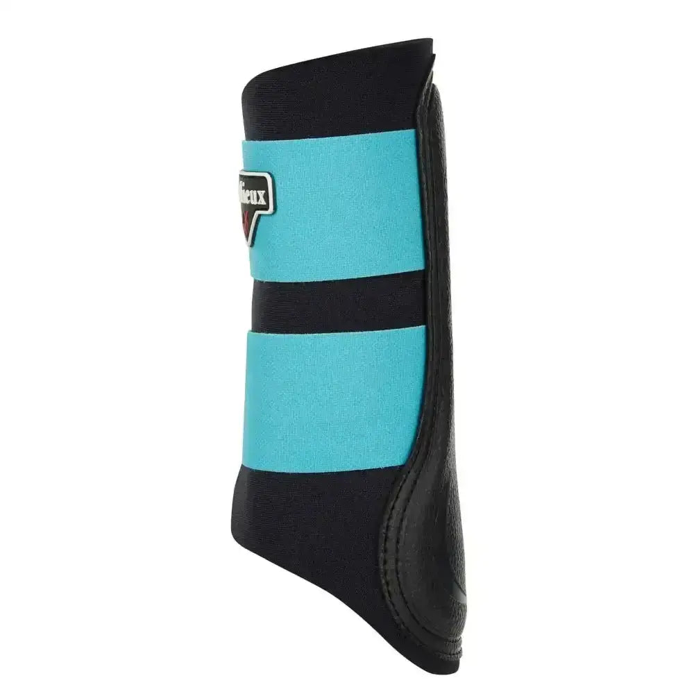 Black and turquoise striped lemieux grafter brushing boots azure with sleek padded design for horse leg protection