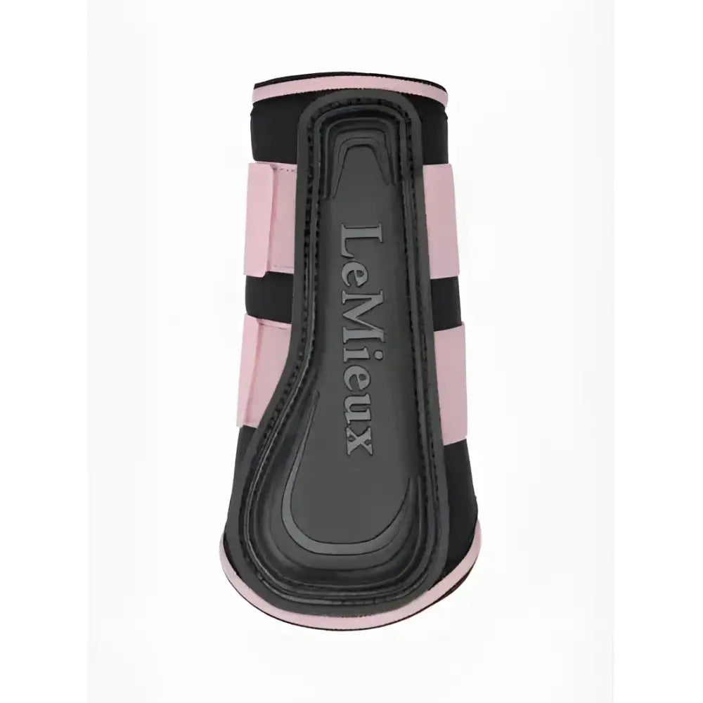 Pink and black lemieux grafter brushing boots blossom with padded contoured design for horse leg protection