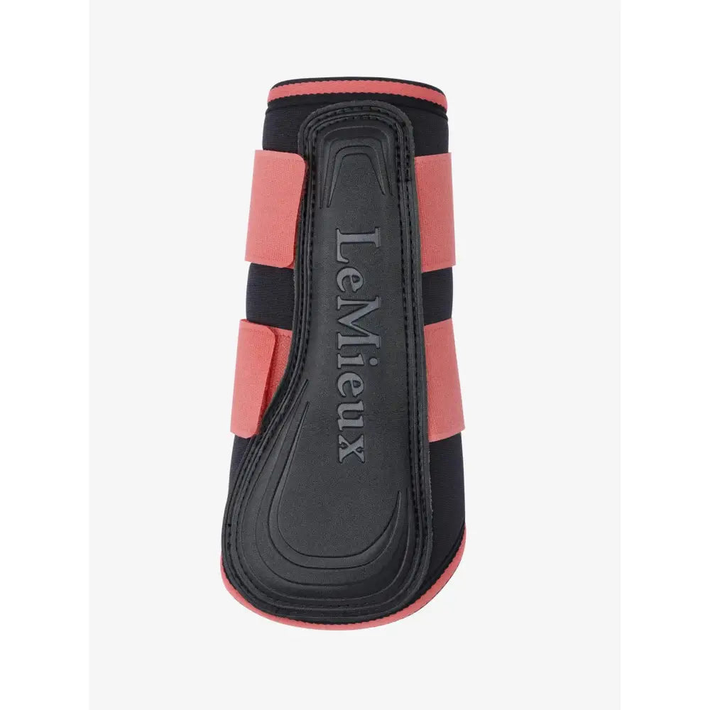 Black and coral pink lemieux grafter brushing boots cranberry with elastic straps for horse leg protection