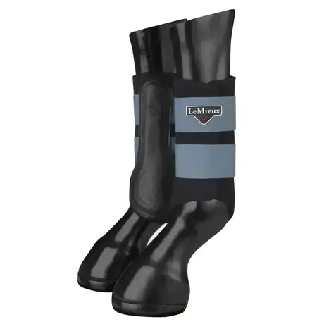 Black lemieux grafter brushing boots with gray reflective straps ideal for leg protection in brushing boots ice blue style