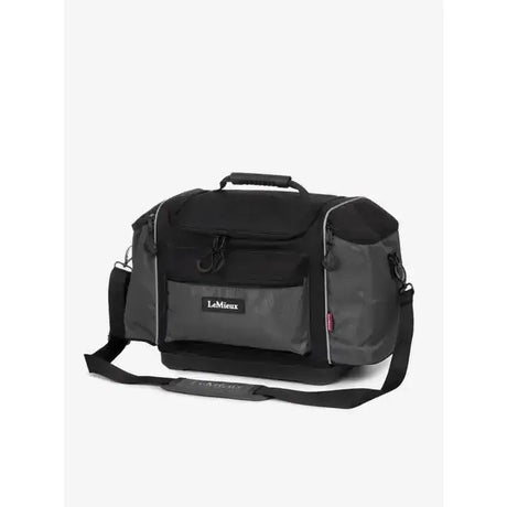 Black and gray lemieux grooming kit pro duffel bag with diamond ripstop panels and multiple compartments