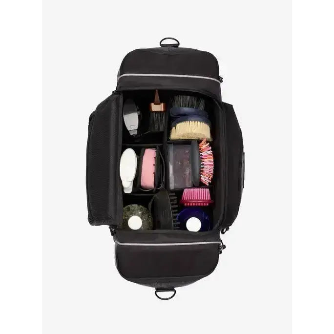 Black lemieux grooming kit pro with diamond ripstop panels and organized compartments for brushes and tools