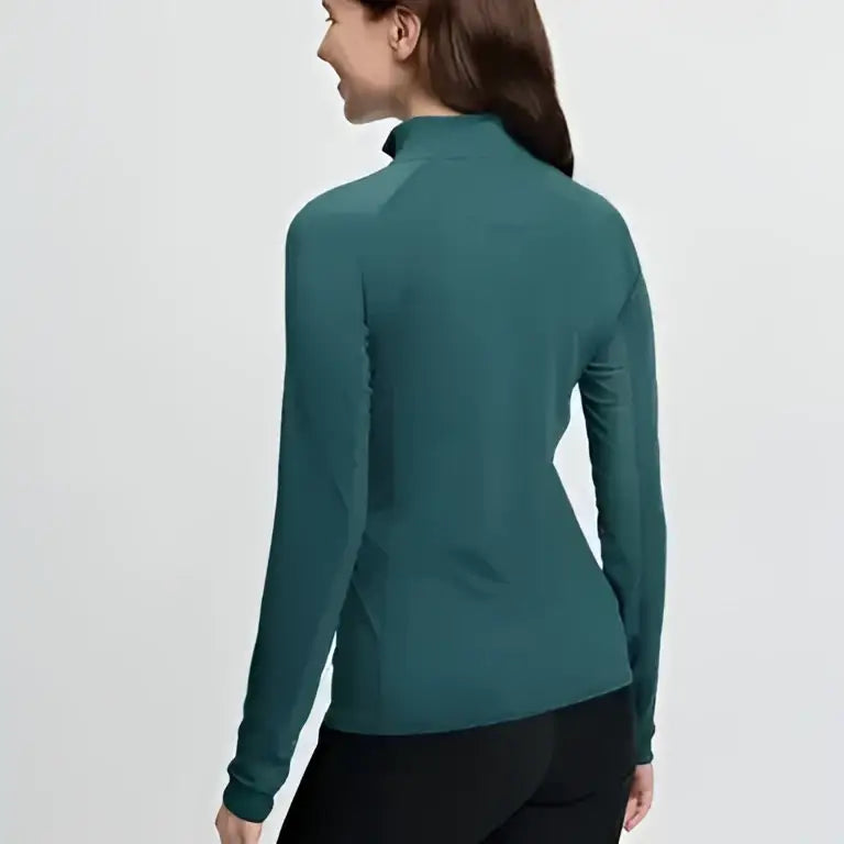 Teal lemieux halle lightweight long-sleeved high neck base layer jungle top ideal for active wear