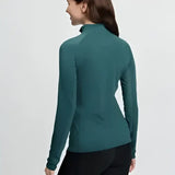 Teal lemieux halle lightweight long-sleeved high neck base layer jungle top ideal for active wear