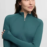 Teal lemieux halle lightweight base layer jungle with quarter-zip collar and subtle brand logo on left sleeve