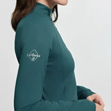 Teal lemieux halle lightweight base layer jungle long-sleeved zip-up top with white embroidered logo on left sleeve